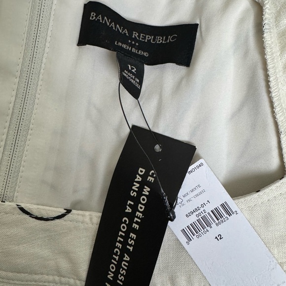 NWT Banana Republic Linen Blend Mini Dress Stone Washed‎ Tropical Art to Wear 12 - Picture 5 of 7